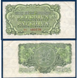 Tchécoslovaquie Pick N°80b, TTB Billet de banque de 5 Korun 1953