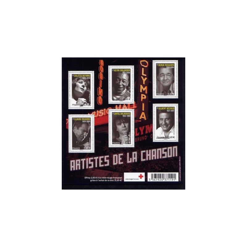 Bloc Feuillet France Yvert F4605 Artistes de la chanson