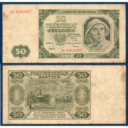Pologne Pick N°138, B Billet de banque de 50 Zlotych 1948