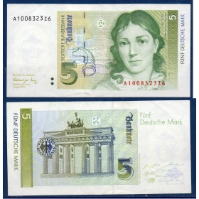 Allemagne RFA Pick N°37, Sup Billet de banque de 5 Mark 1991