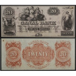 Etats Confédérés Louisiane Canal Bank of New Orleans, Billet de banque de 20 dollars