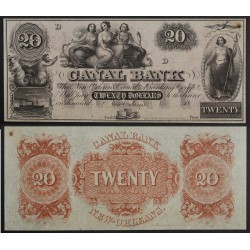 Etats Confédérés Louisiane Canal Bank of New Orleans, Billet de banque de 20 dollars