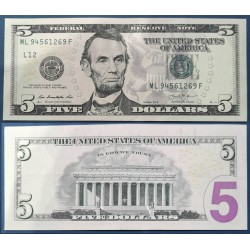 Etats Unis Pick N°539 Sup Atlanta, Billet de banque de 5 Dollars 2013 série F