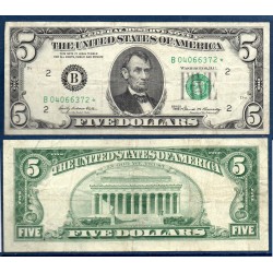 Etats Unis Pick N°450a star note TB New york, Billet de banque de 5 Dollars 1969 série B