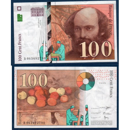 100 Francs cézanne TTB+ 1998 Billet de la banque de France