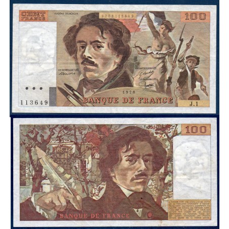 100 Francs Delacroix TTB- 1978 Billet de la banque de France