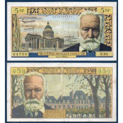 5 Nouveaux Francs  Victor Hugo TB+ 5.7.1962 Billet de la banque de France
