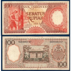 Indonésie Pick N°59 TB billet de banque de 100 Rupiah 1958