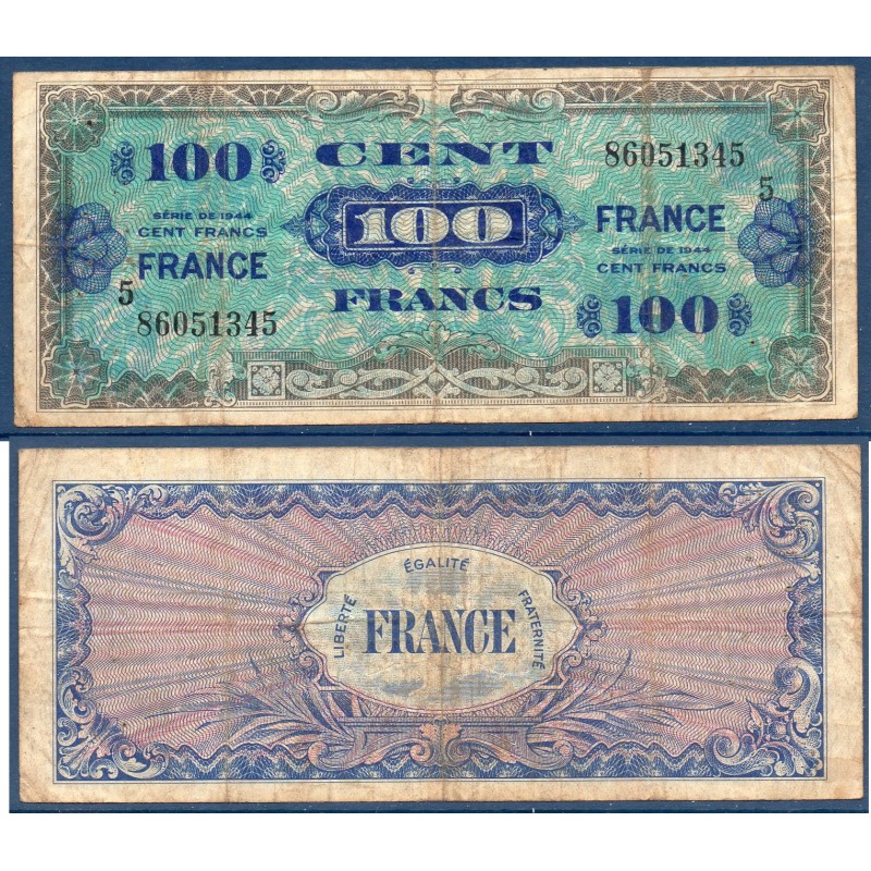 100F France série 5 TB- 1944 Billet du trésor Central