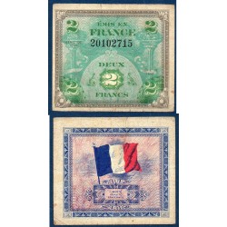 2 Francs Drapeau TB 1944 sans série Billet du trésor Central