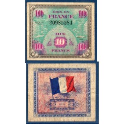 10 Francs Drapeau TB 1944 sans série Billet du trésor Central