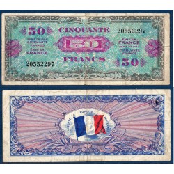 50 Francs Drapeau B+ 1944 sans série Billet du trésor Central