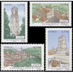 Timbre France Yvert No 4641-4644 Les chemins de Saint-Jacques de Compostelle