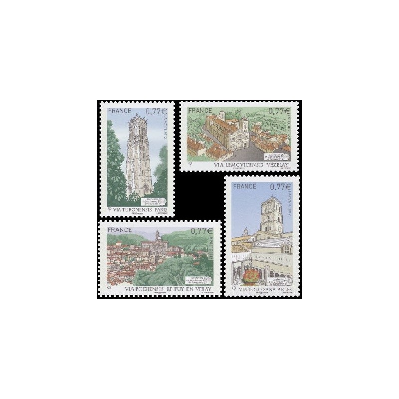 Timbre France Yvert No 4641-4644 Les chemins de Saint-Jacques de Compostelle