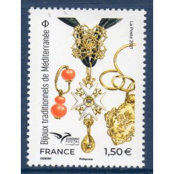 Timbre France Yvert No 5511 Euromed postal, bijoux artisanaux luxe **