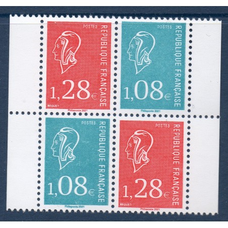 Timbre France Yvert No 5535-5536 marianne de bequet petits formats en bloc de 4 luxe **