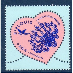 Timbre France Yvert No 5553 Coeur Saint-Louis saint Valentin fond bleu luxe **