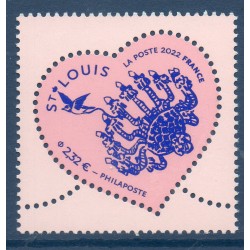 Timbre France Yvert No 5553 Coeur Saint-Louis saint Valentin fond pèche luxe **