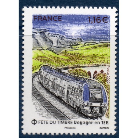Timbre France Yvert No 5562 chemin de fer, fête du timbre luxe **