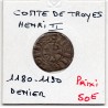Champagne, Comté de Troyes, Henri II (1180-1190) Denier