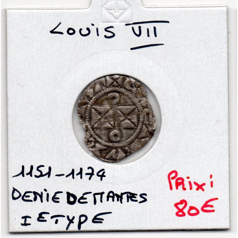 Denier de Mantes Louis VII (1151-1174) pièce de monnaie royale