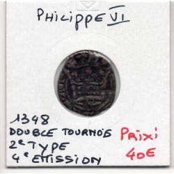 Double Tournois 2eme Type Philippe VI 4eme emission (1338) pièce de monnaie royale