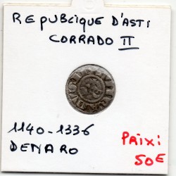 Italie Republique d'Asti, Denaro 1140-1336 TB, Corrado II pièce de monnaie
