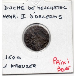 Suisse Canton Neuchatel 1 Kreuzer 1640 TB, KM 15 pièce de monnaie