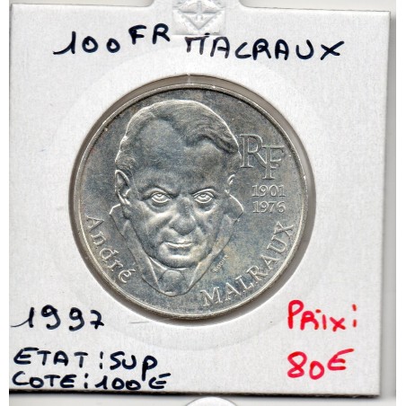 100 francs Malraux 1997 Sup, France pièce de monnaie