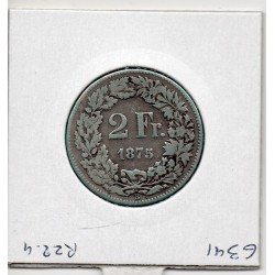 Suisse 2 francs 1875 B+, KM 21 pièce de monnaie