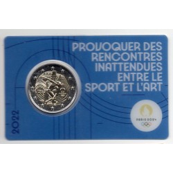 2 euro commémorative France 2022 Jeux olympique Paris blister bleu piece de monnaie €