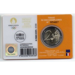 2 euro commémorative France 2022 Jeux olympique Paris blister Orange piece de monnaie €