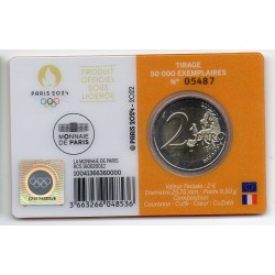 2 euro commémorative France 2022 Jeux olympique Paris blister Orange piece de monnaie €