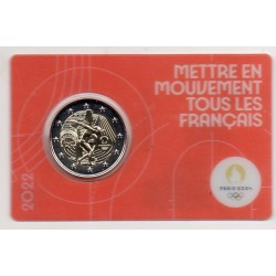 2 euro commémorative France 2022 Jeux olympique Paris blister Rouge piece de monnaie €