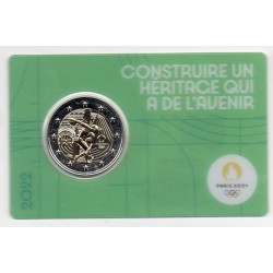 2 euro commémorative France 2022 Jeux olympique Paris blister Vert piece de monnaie €