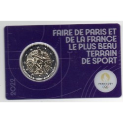2 euro commémorative France 2022 Jeux olympique Paris blister Violet piece de monnaie €