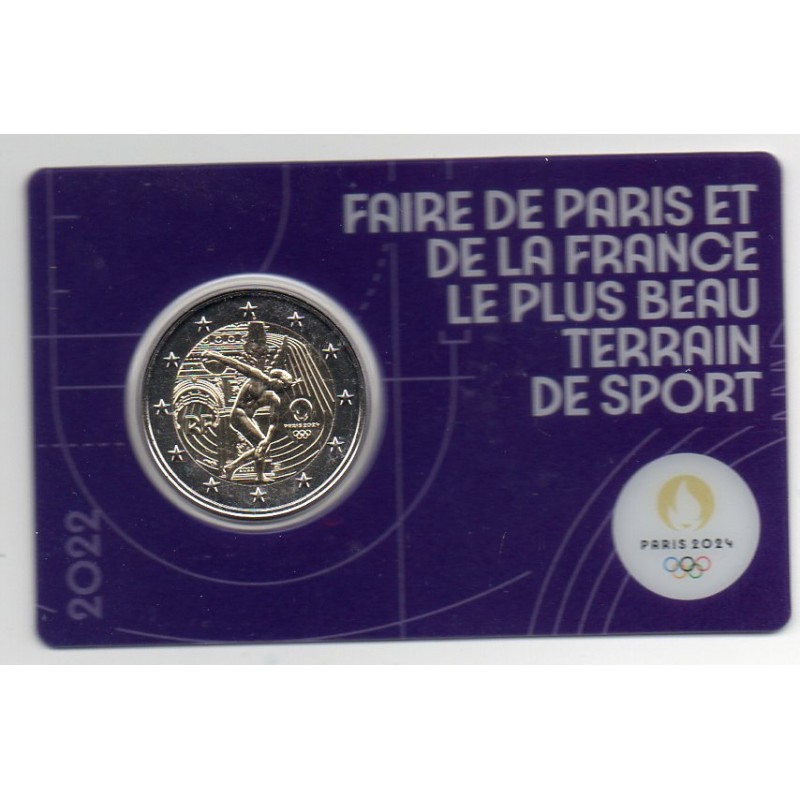 2 euro commémorative France 2022 Jeux olympique Paris blister Violet piece de monnaie €