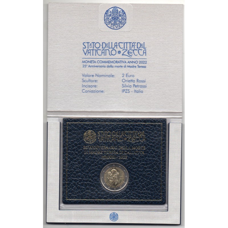 2 euro commémorative Vatican 2022 Mère Thérésa piece de monnaie €