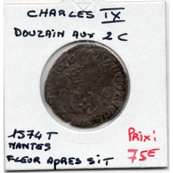 Douzain Charles IX T Nantes 1574 pièce de monnaie royale