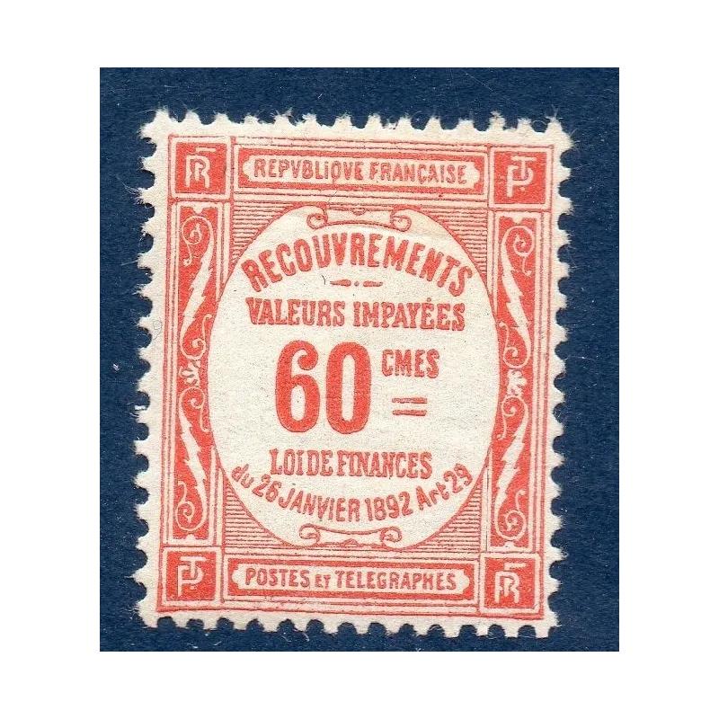 Timbre France Taxes Yvert 48 Type Recouvrement 60 Rouge neuf **