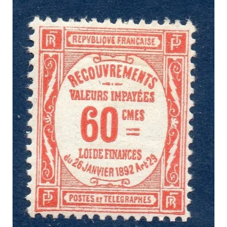 Timbre France Taxes Yvert 48 Type Recouvrement 60 Rouge neuf **