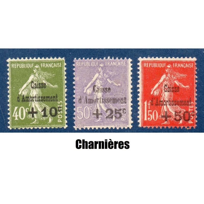 Timbre France Yvert No 275-277 Caisse d'amortissement neuf * avec chanières