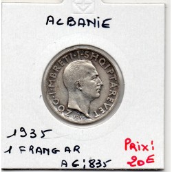 Albanie 1 frang AR 1935 TTB KM 16 pièce de monnaie