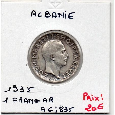 Albanie 1 frang AR 1935 TTB KM 16 pièce de monnaie