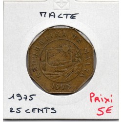 Malte 25 cents 1975 TTB, KM 29 pièce de monnaie