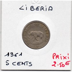Libéria 5 cents 1961 TTB, KM 14 pièce de monnaie