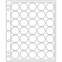 Feuilles ENCAP 29mm, transparentes pour 35 Pièces 29mm en capsules