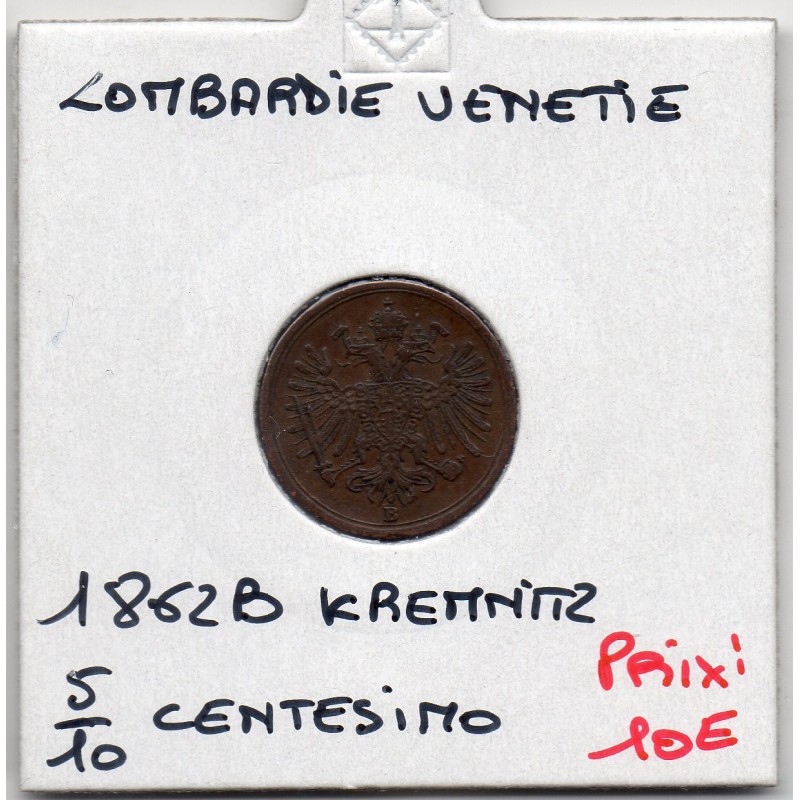 Italie Lombardie Venetie 5/10 Soldo 1862 B Kremnica TTB, KM C34.2 pièce de monnaie