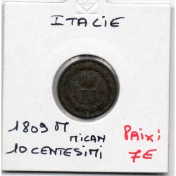 Italie Napoléon 10 centesimi 1809 M Milan B+,  KM C4 pièce de monnaie
