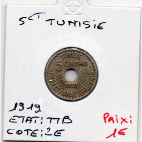 Tunisie, 5 Centimes 1919 - 1337 AH TTB, Lec 84 pièce de monnaie